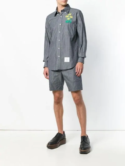 Shop Thom Browne Pinstriped Straight In Blue