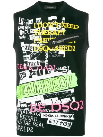 Shop Dsquared2 Collage Print Tank Top In Black