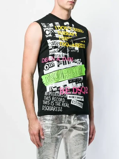 Shop Dsquared2 Collage Print Tank Top In Black