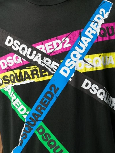 Dsquared2 Logo Tape Printed Cotton Jersey T-shirt In Black | ModeSens