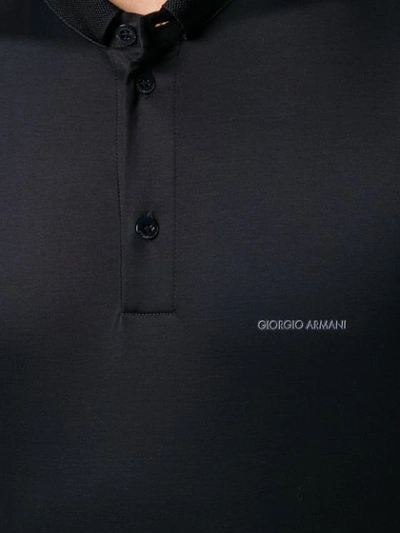 Shop Giorgio Armani Chest Logo Polo Shirt In Blue