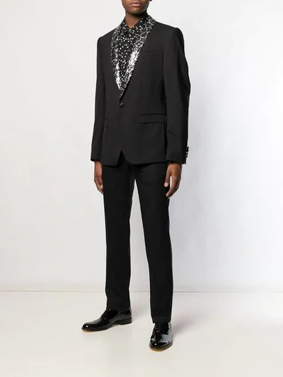 Shop Dolce & Gabbana Sequin Lapel Single Breasted Blazer In Black