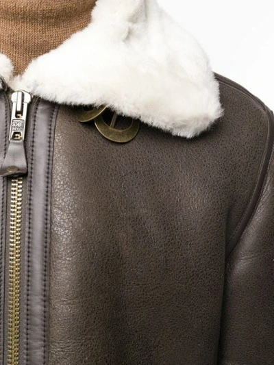 Shop Schott Casual Leather Jacket In Dark Brown