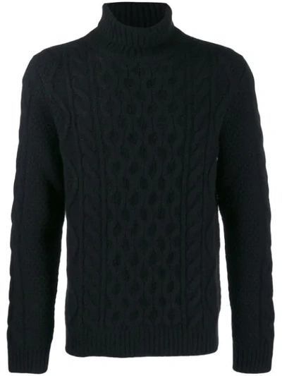 Shop Alanui Cable-knit Roll-neck Jumper In Black