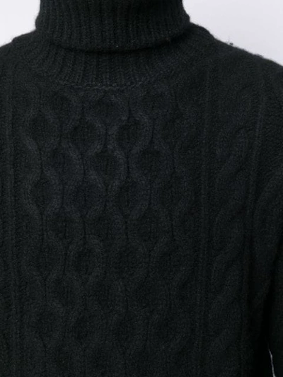 Shop Alanui Cable-knit Roll-neck Jumper In Black