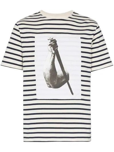Shop Jw Anderson Off White Durer Print Short Sleeve T-shirt In White/blue