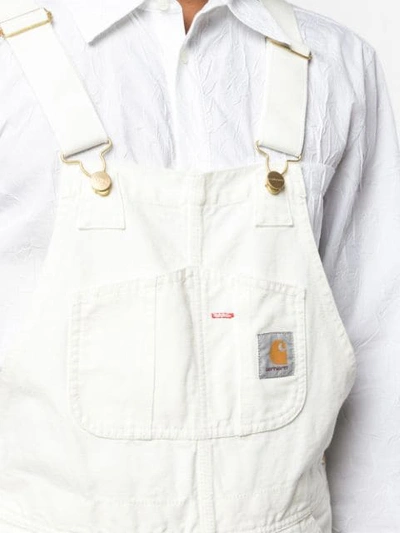 Carhartt Man Overalls Off White Size 30w-30l Organic Cotton In White