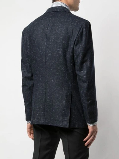 Shop Kiton Speckled Blazer In Blue