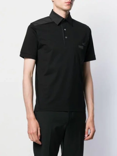 Shop Prada Chest Pocket Polo Shirt In Black