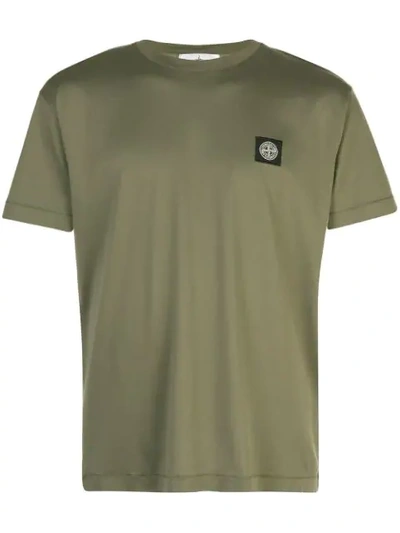 Shop Stone Island Embroidered Logo T-shirt In V0058 Olive