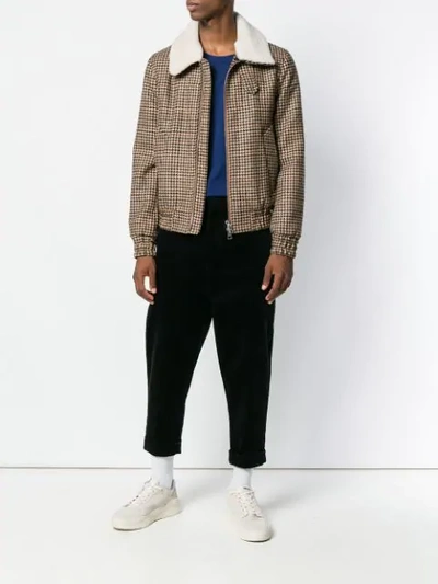 Shop Ami Alexandre Mattiussi Shearling Collar Zipped Jacket In Brown