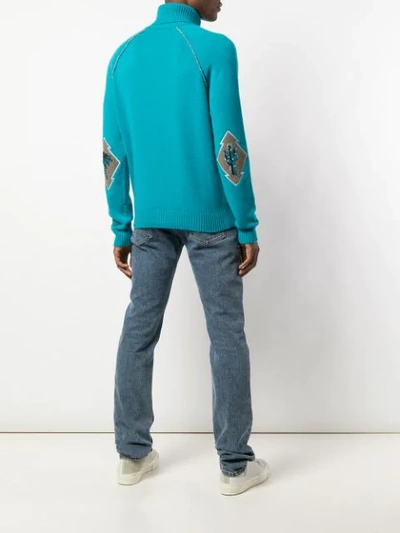 Shop Alanui Roll Neck Cashmere Sweater In Blue