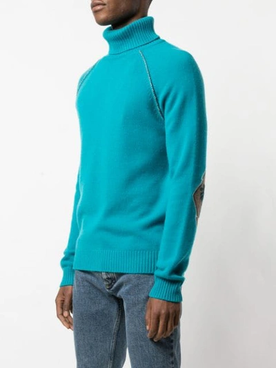 Shop Alanui Roll Neck Cashmere Sweater In Blue