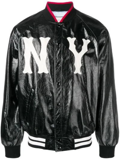 Shop Gucci Ny Yankees Bomber Jacket In Black