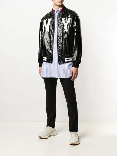 Shop Gucci Ny Yankees Bomber Jacket In Black