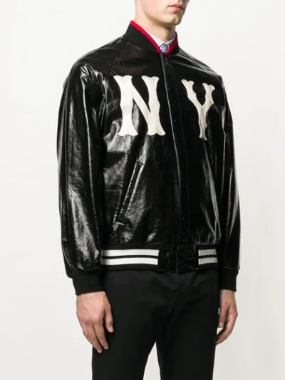 Shop Gucci Ny Yankees Bomber Jacket In Black