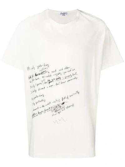 Shop Yohji Yamamoto Basic Print T In White