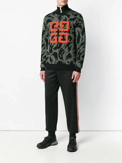 Shop Givenchy 4g Printed Sweatshirt In 308 Khaki/black 