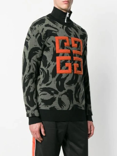 Shop Givenchy 4g Printed Sweatshirt In 308 Khaki/black 