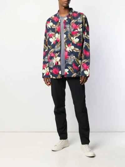 Shop Engineered Garments Hawaiian Floral Print Jacket In Blue