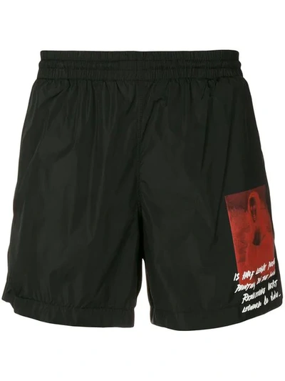 Shop Off-white Mona Lisa Swim Shorts In Black