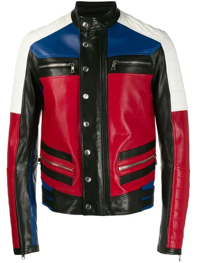 Shop Balmain Leather Biker Jacket In Black