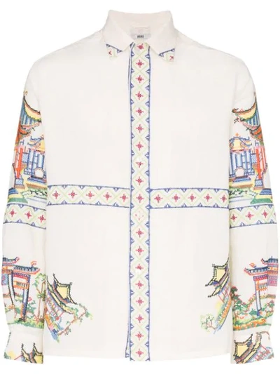 Shop Bode Jaipur Embroidered Shirt In Neutrals