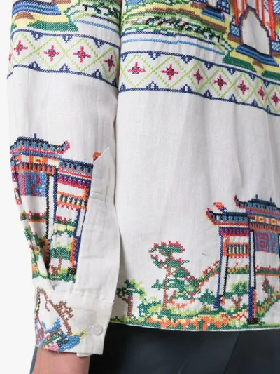Shop Bode Jaipur Embroidered Shirt In Neutrals