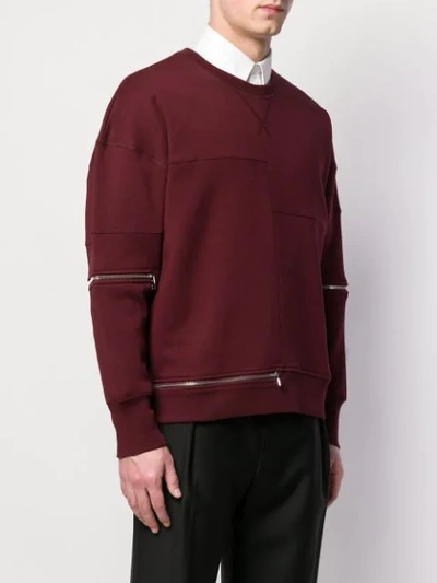 Shop Alexander Mcqueen Zip Trim Sweatshirt In Red