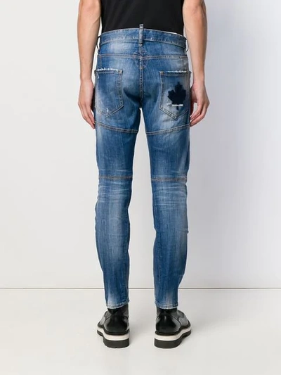Shop Dsquared2 Distressed Straight Jeans In Blue