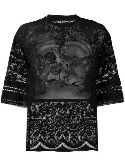 Shop Dolce & Gabbana Lace T-shirt In Black