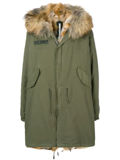 Shop As65 Fur Hooded Parka Coat - Green