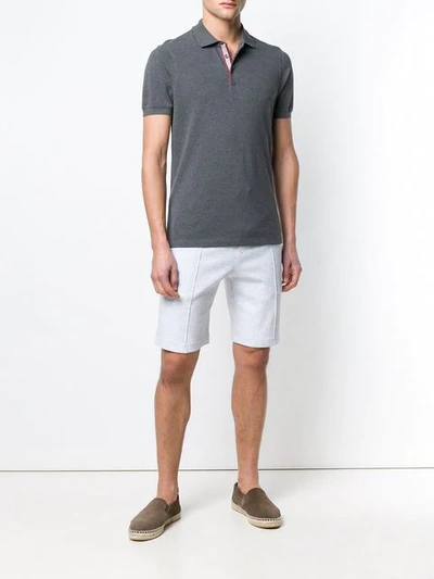 Shop Brunello Cucinelli Contrast Detail Polo Shirt In Grey