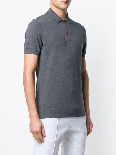 Shop Brunello Cucinelli Contrast Detail Polo Shirt In Grey
