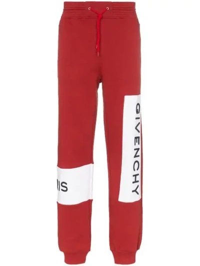 Shop Givenchy Brick Red Large Logo Embroidered Sweatpants