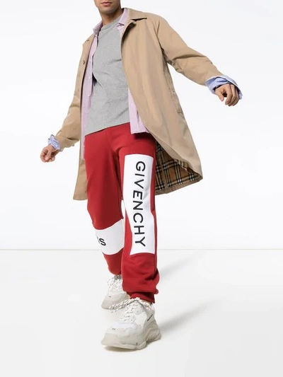 Shop Givenchy Brick Red Large Logo Embroidered Sweatpants