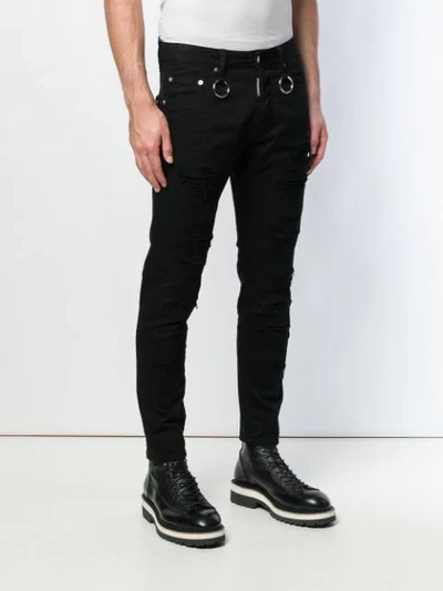 Shop Dsquared2 Distressed Slim Fit Jeans In Black