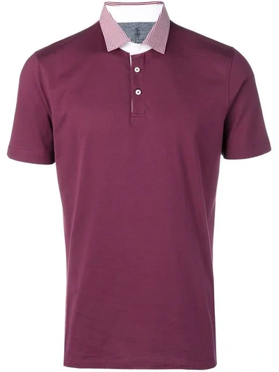 Shop Brunello Cucinelli Poloshirt Mit Streifen In Red