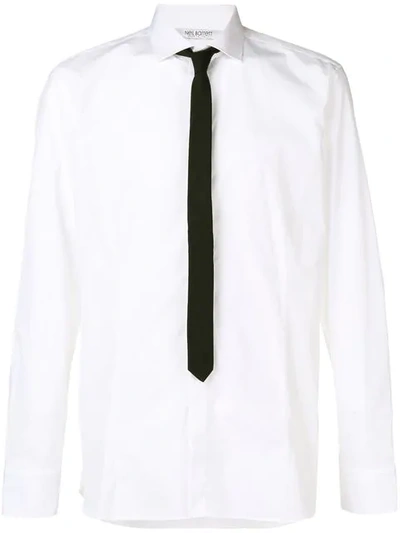 Shop Neil Barrett Classic Contrasting Tie Shirt In White