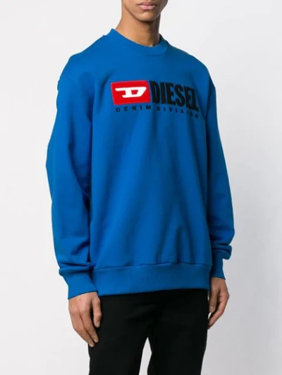 Shop Diesel Logo Patch Sweatshirt In Blue
