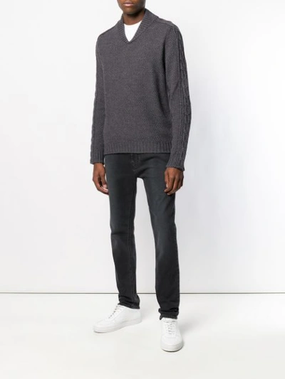 Shop Nuur Long-sleeve Fitted Sweater - Grey