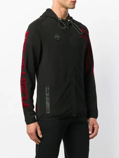 Shop Plein Sport Stamped Hooded Jacket In Black