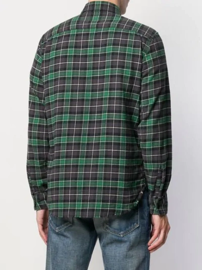 Shop Saint Laurent Raw-hem Checked Shirt In Green