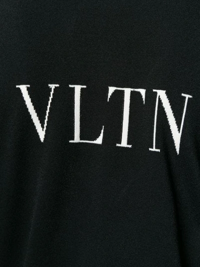 Shop Valentino Vltn Intarsia Knit Cardigan In Black