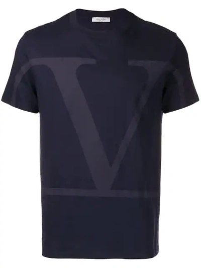 Shop Valentino Vlogo Print T-shirt In Blue