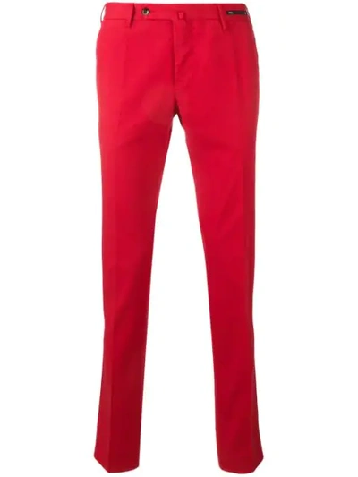 Shop Pt01 Straight Leg Trousers In Red