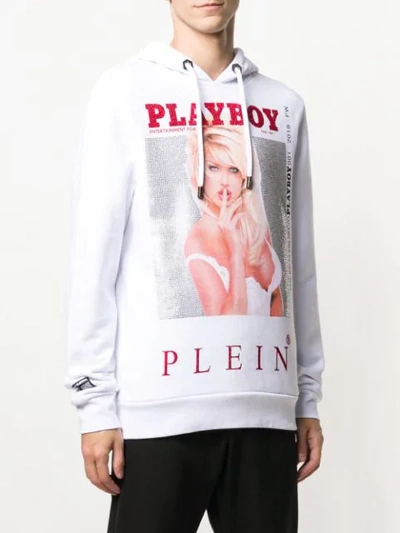 Shop Philipp Plein X Playboy Printed Crystal Hoodie In White