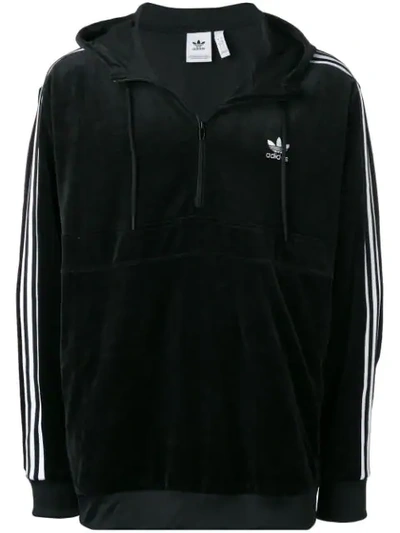 Shop Adidas Originals Cozy Zipped Hoodie In Black