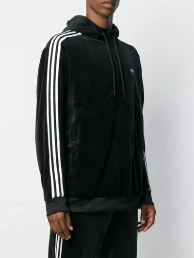 Shop Adidas Originals Cozy Zipped Hoodie In Black