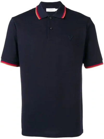 Shop Coach Classic Polo Shirt In Dna Dark Navy
